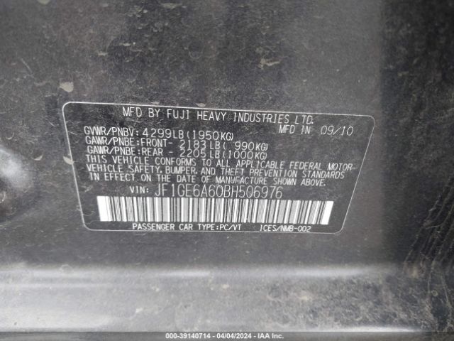 Photo 8 VIN: JF1GE6A60BH506976 - SUBARU IMPREZA 