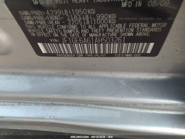 Photo 8 VIN: JF1GE6A61AH503261 - SUBARU IMPREZA SEDAN 