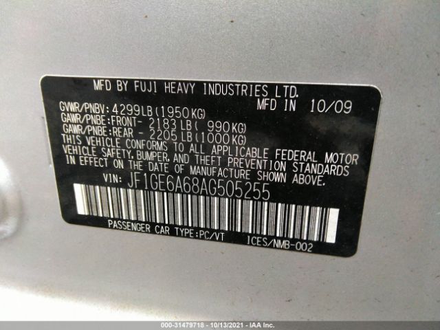 Photo 8 VIN: JF1GE6A68AG505255 - SUBARU IMPREZA SEDAN 