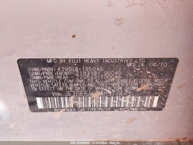 Photo 8 VIN: JF1GE6A69AH517473 - SUBARU IMPREZA 