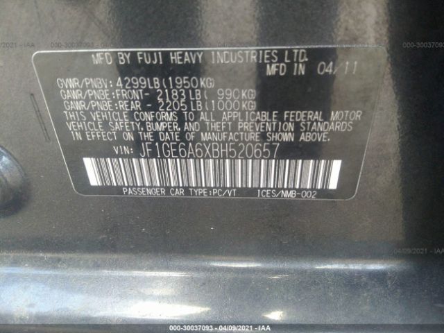 Photo 8 VIN: JF1GE6A6XBH520657 - SUBARU IMPREZA SEDAN 