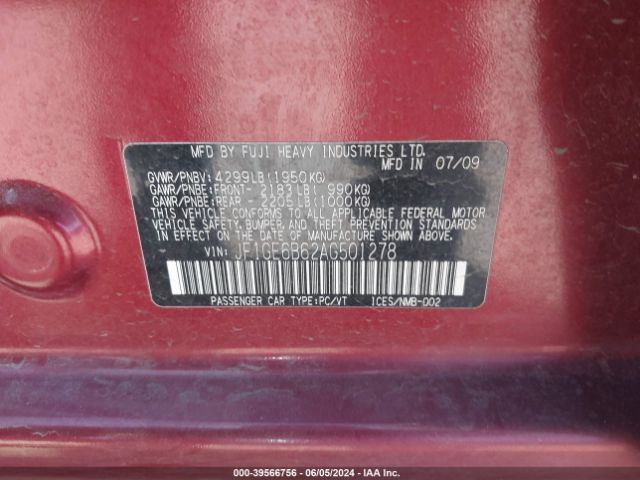 Photo 8 VIN: JF1GE6B62AG501278 - SUBARU IMPREZA 