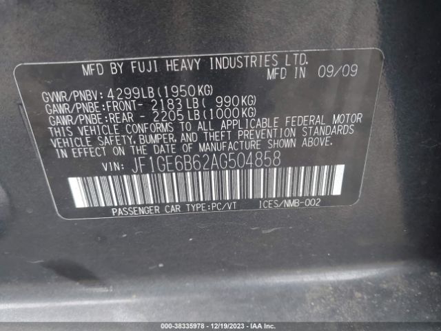 Photo 8 VIN: JF1GE6B62AG504858 - SUBARU IMPREZA 