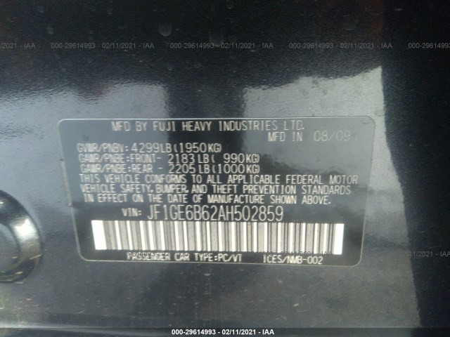 Photo 8 VIN: JF1GE6B62AH502859 - SUBARU IMPREZA SEDAN 