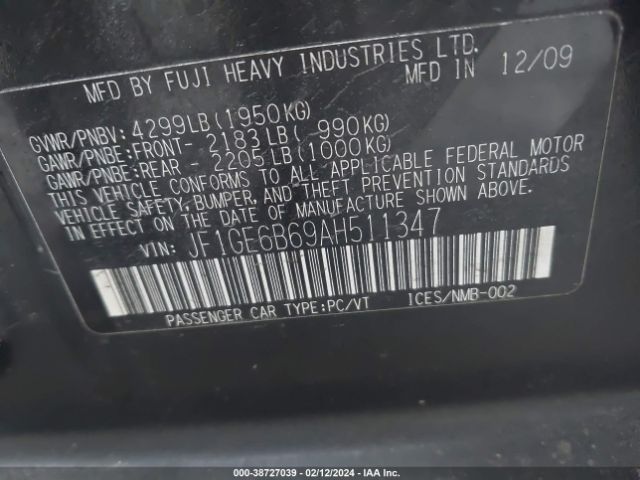 Photo 8 VIN: JF1GE6B69AH511347 - SUBARU IMPREZA 