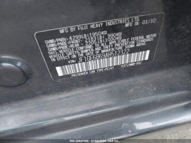 Photo 8 VIN: JF1GE6B69AH512322 - SUBARU IMPREZA 