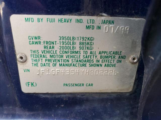 Photo 11 VIN: JF1GF4354YH802226 - SUBARU IMPREZA 