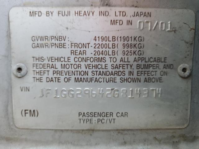 Photo 11 VIN: JF1GG29642G814374 - SUBARU IMPREZA WR 