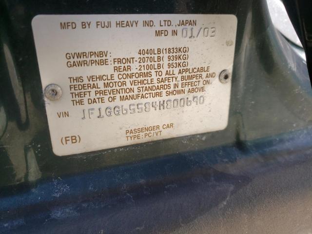 Photo 9 VIN: JF1GG65584H800690 - SUBARU IMPREZA TS 