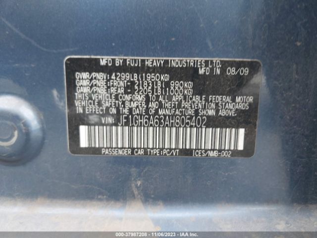 Photo 8 VIN: JF1GH6A63AH805402 - SUBARU IMPREZA 