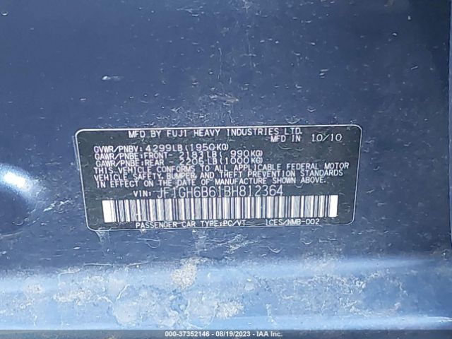 Photo 8 VIN: JF1GH6B61BH812364 - SUBARU IMPREZA 