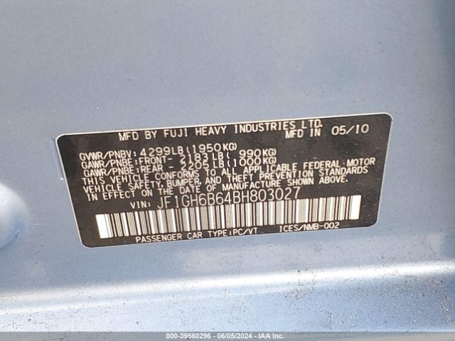 Photo 8 VIN: JF1GH6B64BH803027 - SUBARU IMPREZA 