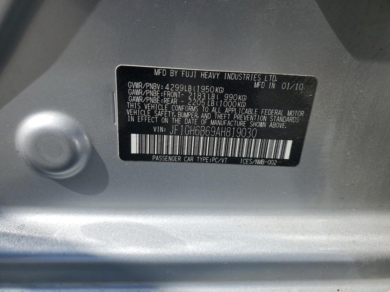 Photo 12 VIN: JF1GH6B69AH819030 - SUBARU IMPREZA 