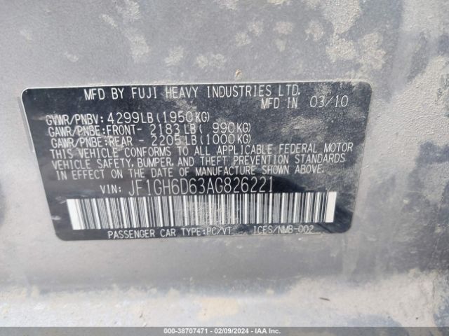 Photo 8 VIN: JF1GH6D63AG826221 - SUBARU IMPREZA OUTBACK SPORT 