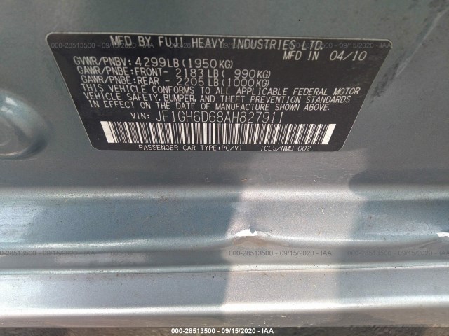 Photo 8 VIN: JF1GH6D68AH827911 - SUBARU IMPREZA WAGON 