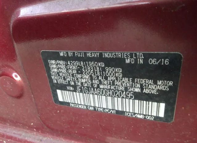 Photo 8 VIN: JF1GJAA60GH020495 - SUBARU IMPREZA 