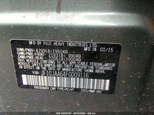 Photo 8 VIN: JF1GJAA64FG009116 - SUBARU IMPREZA SEDAN 