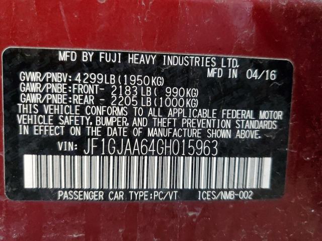 Photo 12 VIN: JF1GJAA64GH015963 - SUBARU IMPREZA 