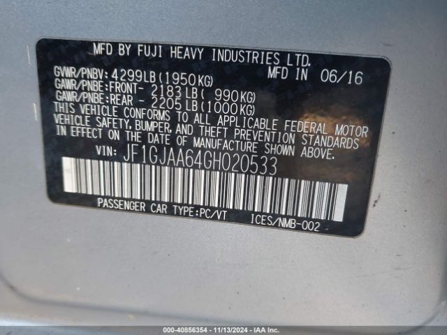 Photo 8 VIN: JF1GJAA64GH020533 - SUBARU IMPREZA 