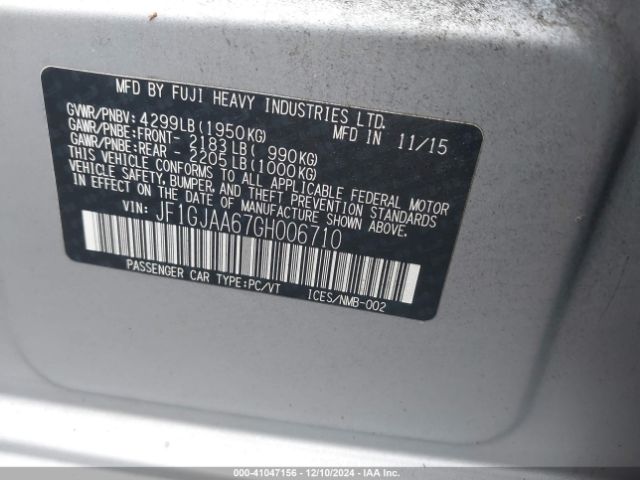 Photo 8 VIN: JF1GJAA67GH006710 - SUBARU IMPREZA 