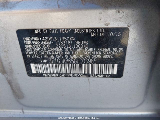 Photo 8 VIN: JF1GJAB65GH003965 - SUBARU IMPREZA 