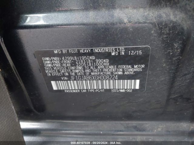 Photo 8 VIN: JF1GJAB6XGH008224 - SUBARU IMPREZA 