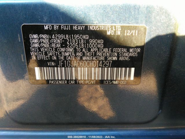 Photo 8 VIN: JF1GJAC60CH014297 - SUBARU IMPREZA 