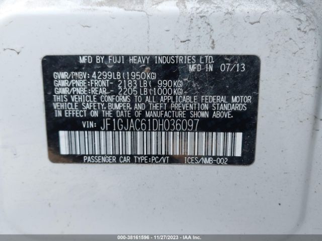 Photo 8 VIN: JF1GJAC61DH036097 - SUBARU IMPREZA 