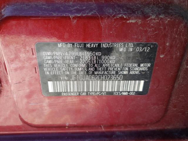 Photo 11 VIN: JF1GJAC62CH023650 - SUBARU IMPREZA 