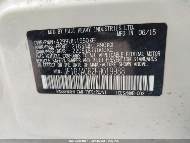 Photo 8 VIN: JF1GJAC62FH019988 - SUBARU IMPREZA 