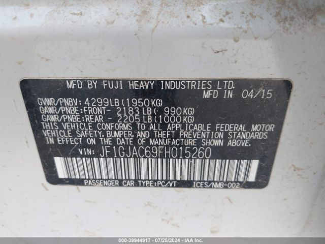 Photo 8 VIN: JF1GJAC69FH015260 - SUBARU IMPREZA 