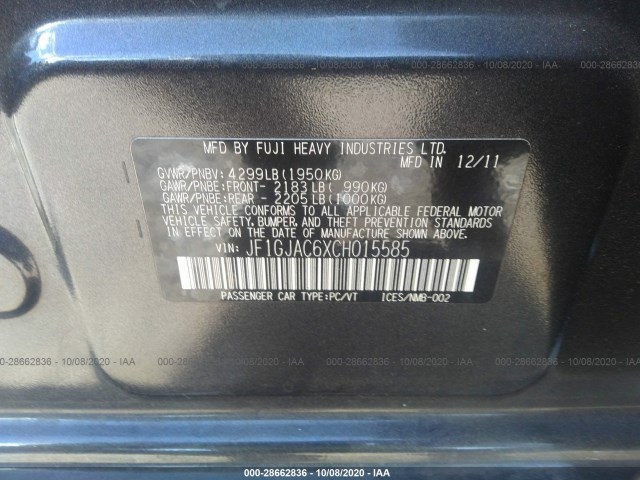 Photo 8 VIN: JF1GJAC6XCH015585 - SUBARU IMPREZA SEDAN 