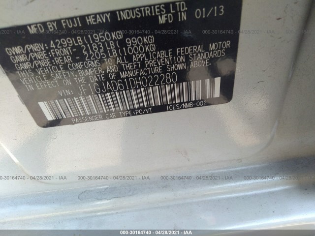 Photo 8 VIN: JF1GJAD61DH022280 - SUBARU IMPREZA SEDAN 