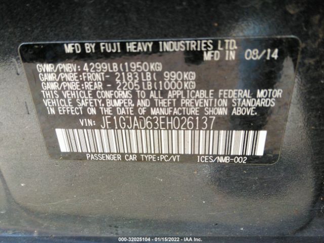 Photo 8 VIN: JF1GJAD63EH026137 - SUBARU IMPREZA SEDAN 