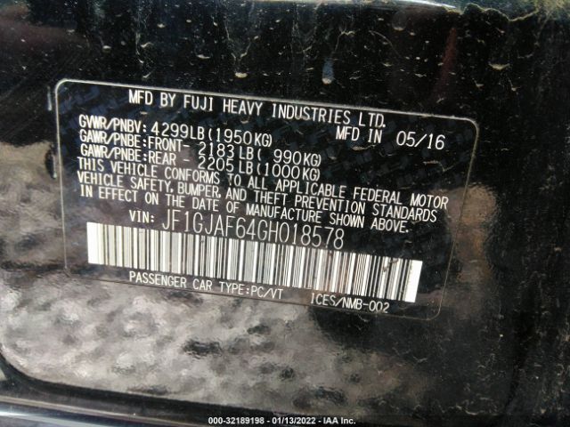 Photo 8 VIN: JF1GJAF64GH018578 - SUBARU IMPREZA SEDAN 