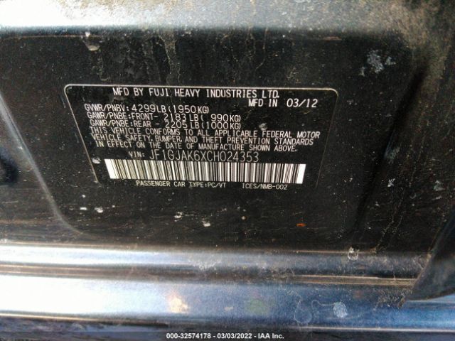 Photo 8 VIN: JF1GJAK6XCH024353 - SUBARU IMPREZA SEDAN 