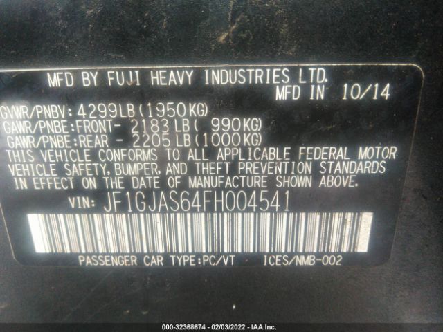 Photo 8 VIN: JF1GJAS64FH004541 - SUBARU IMPREZA SEDAN 