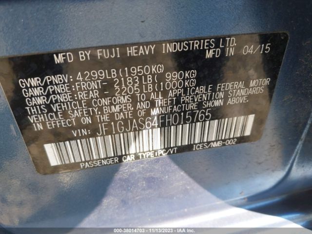 Photo 8 VIN: JF1GJAS64FH015765 - SUBARU IMPREZA 