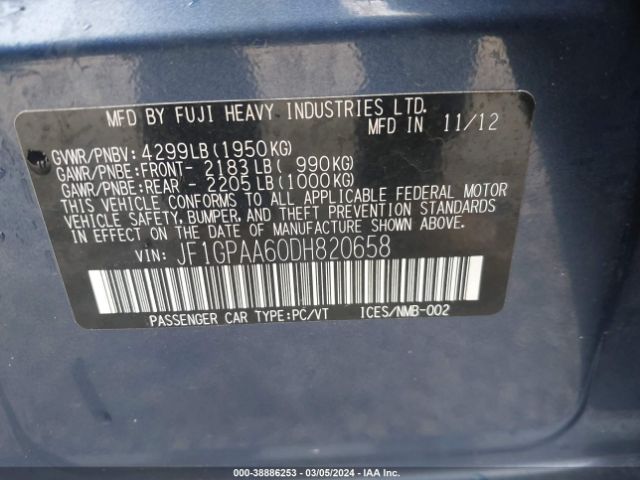 Photo 8 VIN: JF1GPAA60DH820658 - SUBARU IMPREZA 