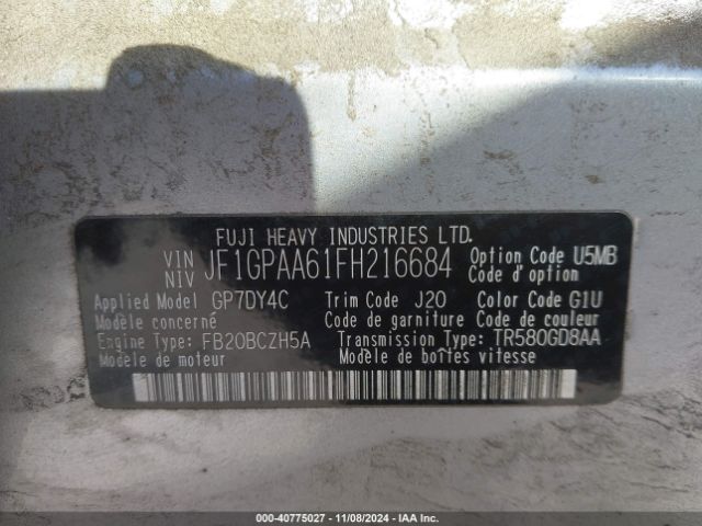 Photo 8 VIN: JF1GPAA61FH216684 - SUBARU IMPREZA 