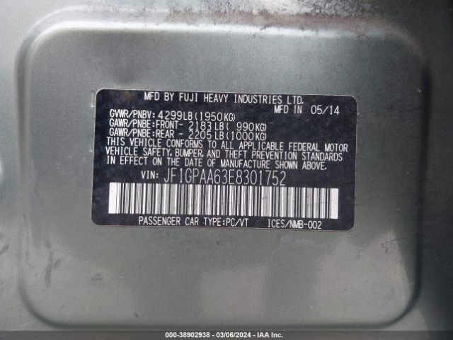 Photo 8 VIN: JF1GPAA63E8301752 - SUBARU IMPREZA 