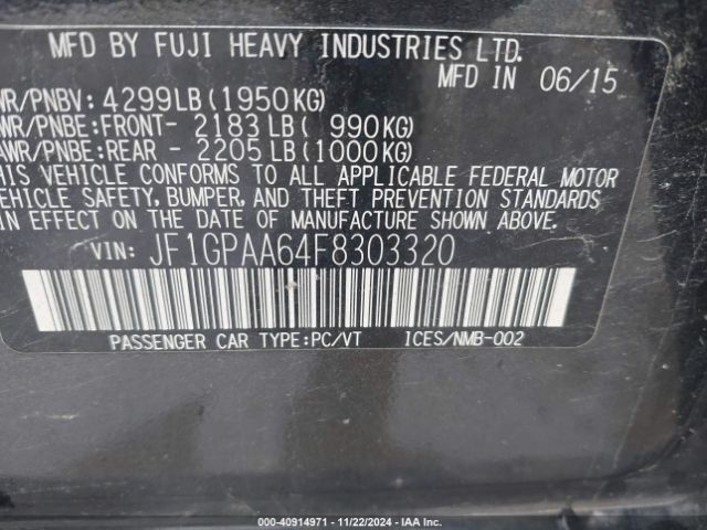 Photo 8 VIN: JF1GPAA64F8303320 - SUBARU IMPREZA 