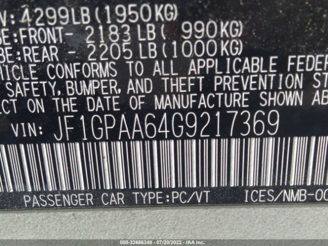 Photo 8 VIN: JF1GPAA64G9217369 - SUBARU IMPREZA WAGON 