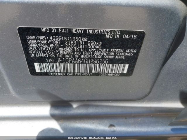 Photo 8 VIN: JF1GPAA64GH296256 - SUBARU IMPREZA 