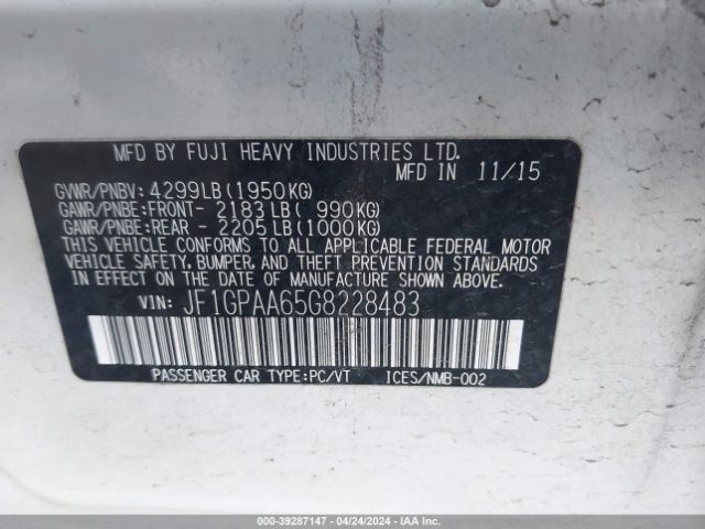 Photo 8 VIN: JF1GPAA65G8228483 - SUBARU IMPREZA 