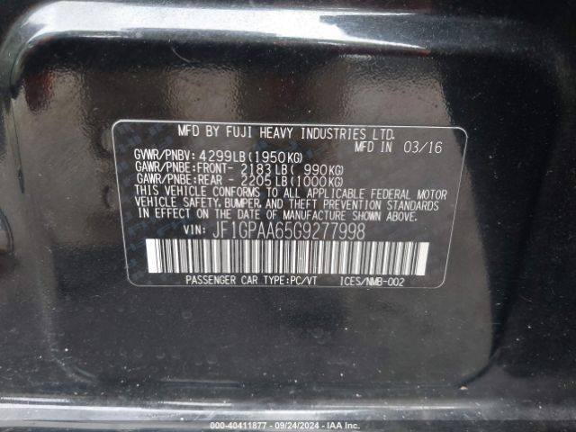 Photo 8 VIN: JF1GPAA65G9277998 - SUBARU IMPREZA 