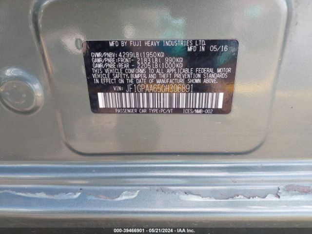 Photo 8 VIN: JF1GPAA65GH306891 - SUBARU IMPREZA 