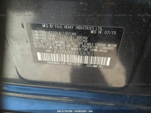 Photo 8 VIN: JF1GPAA66F8308261 - SUBARU IMPREZA WAGON 