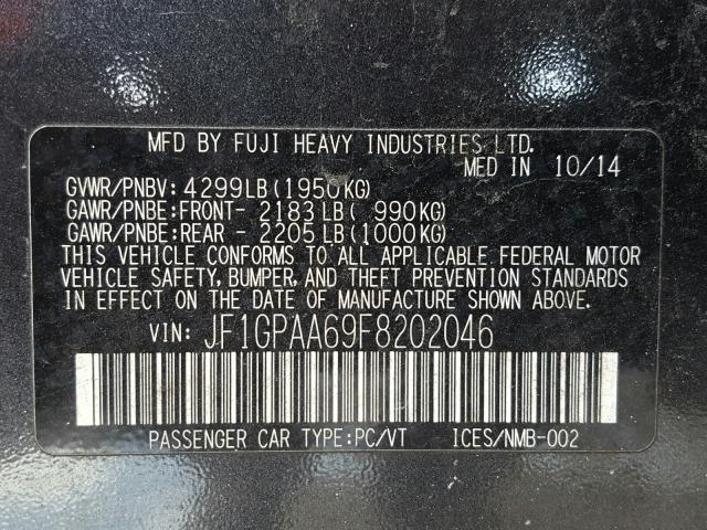 Photo 9 VIN: JF1GPAA69F8202046 - SUBARU IMPREZA 