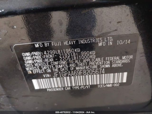 Photo 8 VIN: JF1GPAA69F8205674 - SUBARU IMPREZA 